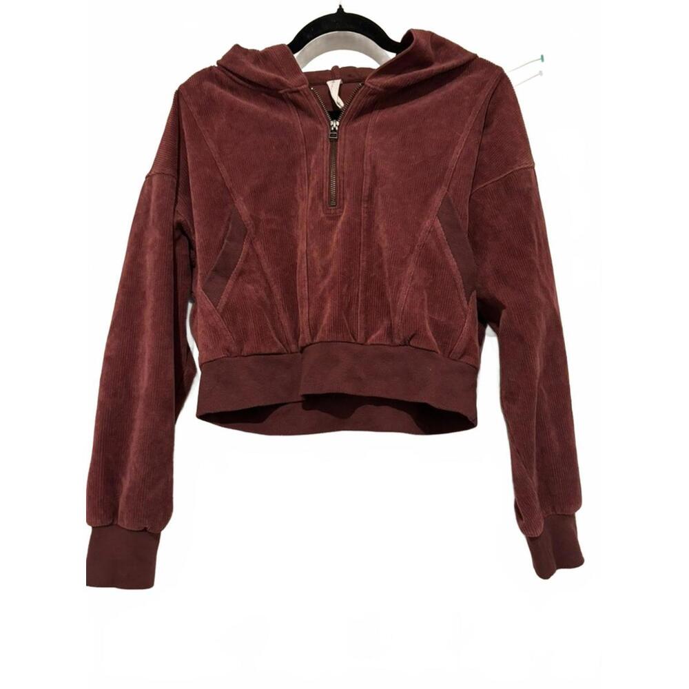 Anthropologie Daily Ritual women's brown ribbed corduroy zip up hoodie sz M 1618